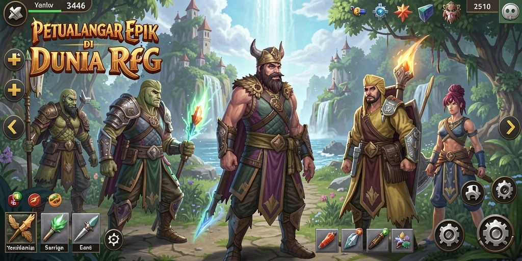 Screenshot menunjukkan aksi pertarungan seru dalam game RPG 3446.