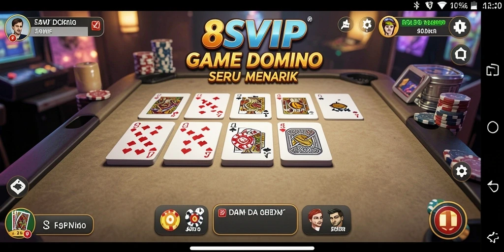 Tampilan gameplay seru dari 8SVIP, menampilkan permainan Domino yang menarik.