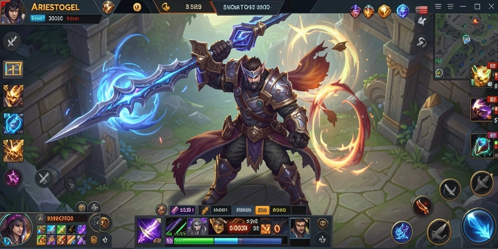 Tampilan menakjubkan gameplay ARIESTOGEL dengan pertempuran yang intens.