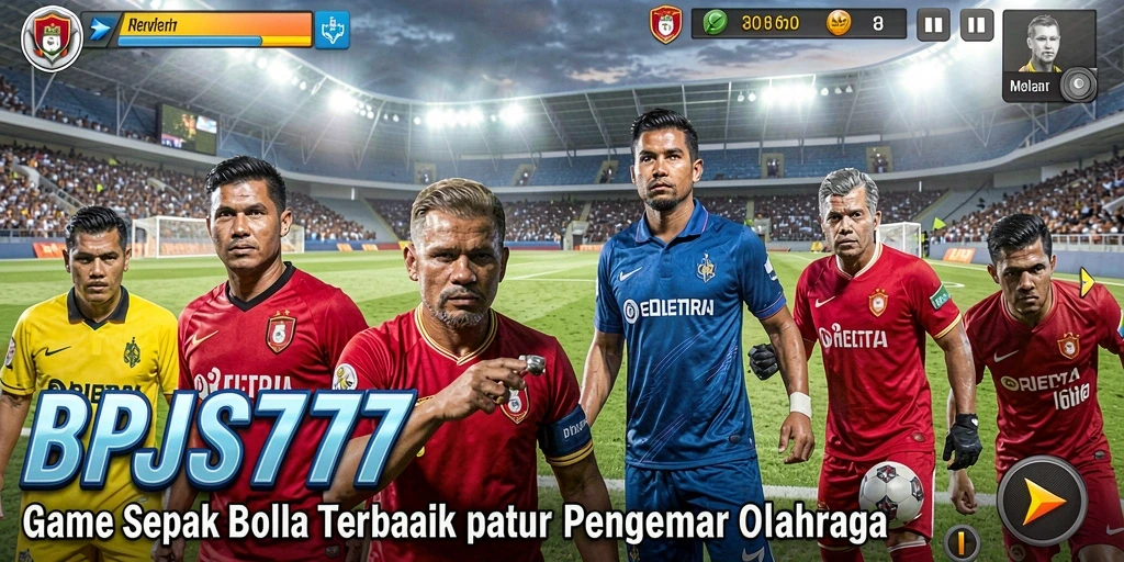 Tampilan gameplay seru dalam BPJS777 dengan aksi sepak bola mendebarkan.