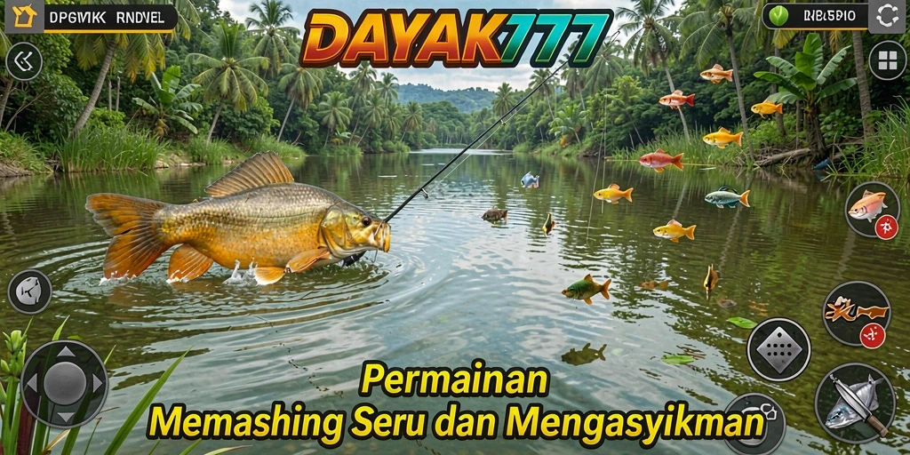Screenshot DAYAK777 menampilkan aksi memancing menakjubkan di lokasi indah.