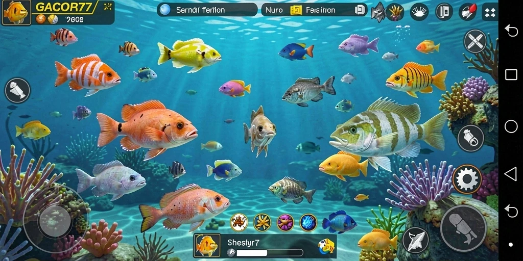 Tampilan gameplay GACOR77 yang mendebarkan dengan berbagai jenis ikan.