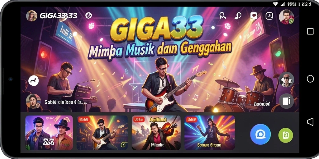 Tampilan gameplay GIGA33 dengan fitur interaktif musik.