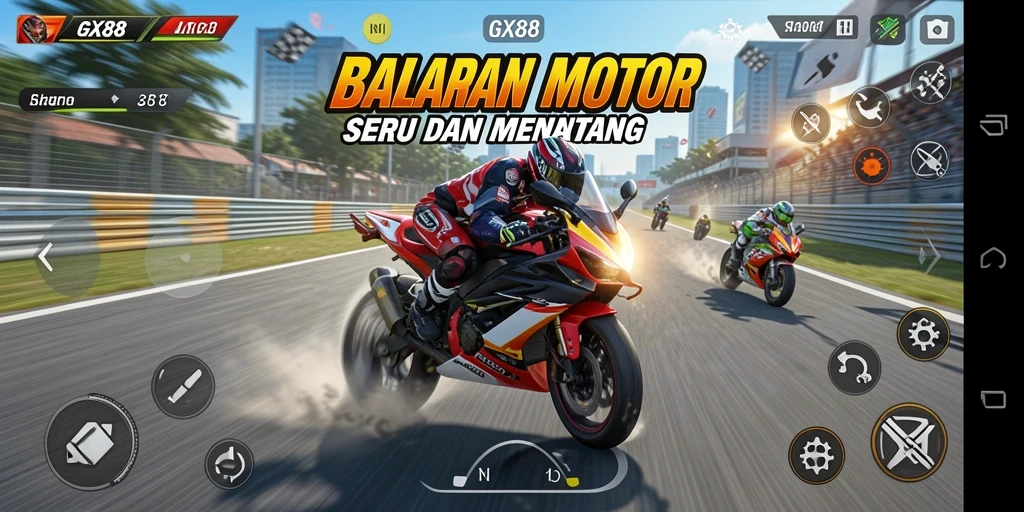 Gameplay GX88 yang mendebarkan dalam balapan motor.