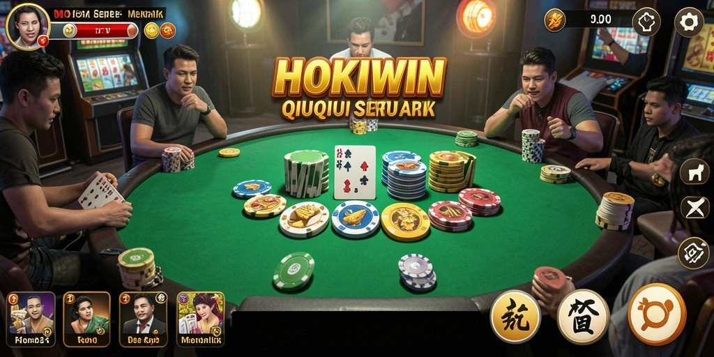 Screenshot gameplay HOKIWIN menunjukkan momen seru di QiuQiu.
