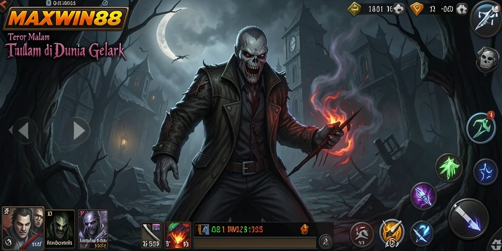 Gameplay MAXWIN88 yang mencekam saat malam hari.