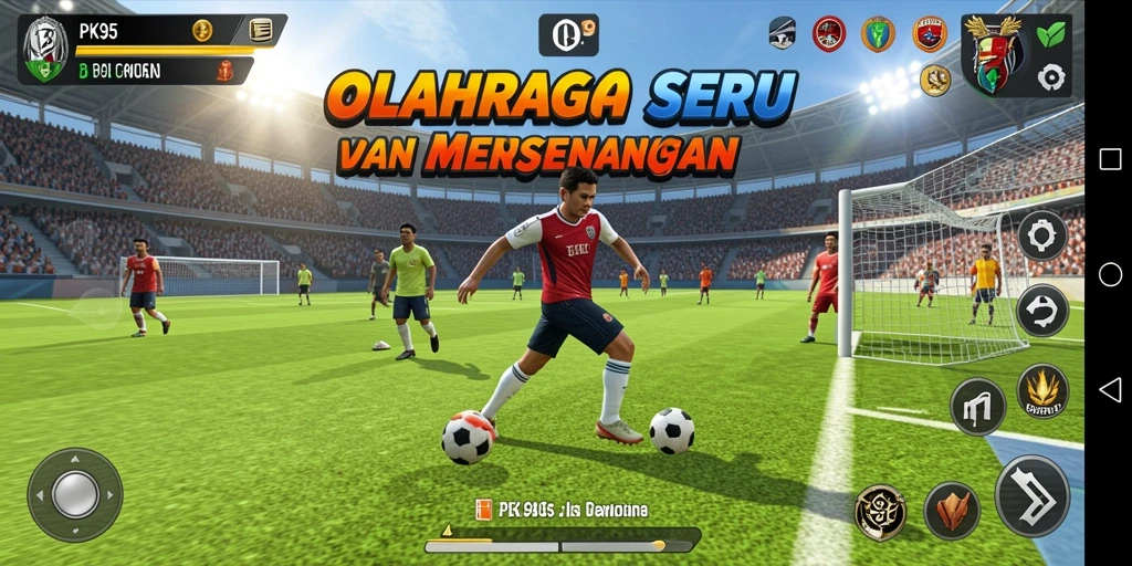 Screenshot gameplay PK95 yang menunjukkan aksi olahraga yang seru.