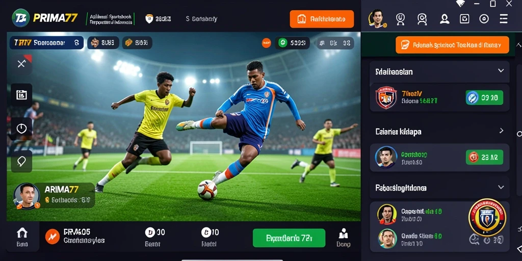 Screenshot tampilan antarmuka aplikasi PRIMA77 saat bermain sportsbook.