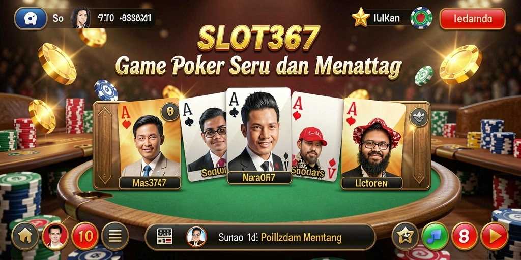 Tampilan gameplay yang mendebarkan dalam permainan Poker.