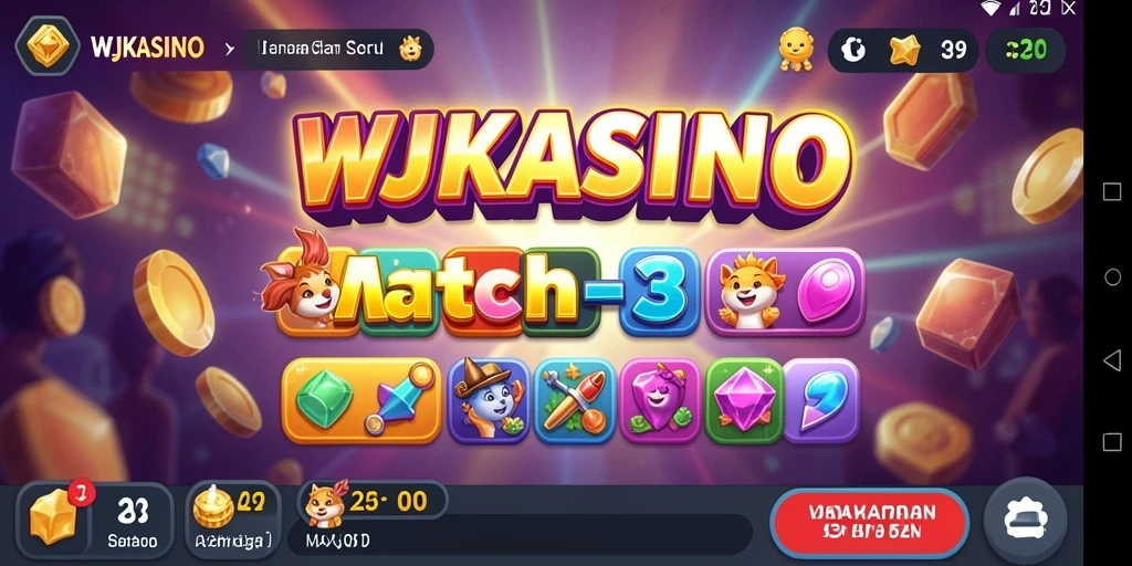 Tampilan gameplay seru dalam WJKASINO, tantangan Match-3 yang menarik.